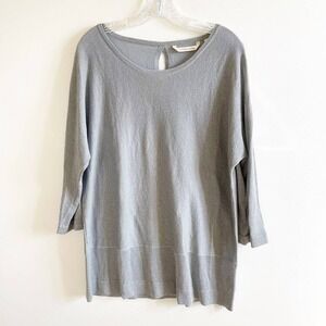 Soft Surroundings Steel Grey Cold Shoulder Keyhole Metallic Tunic